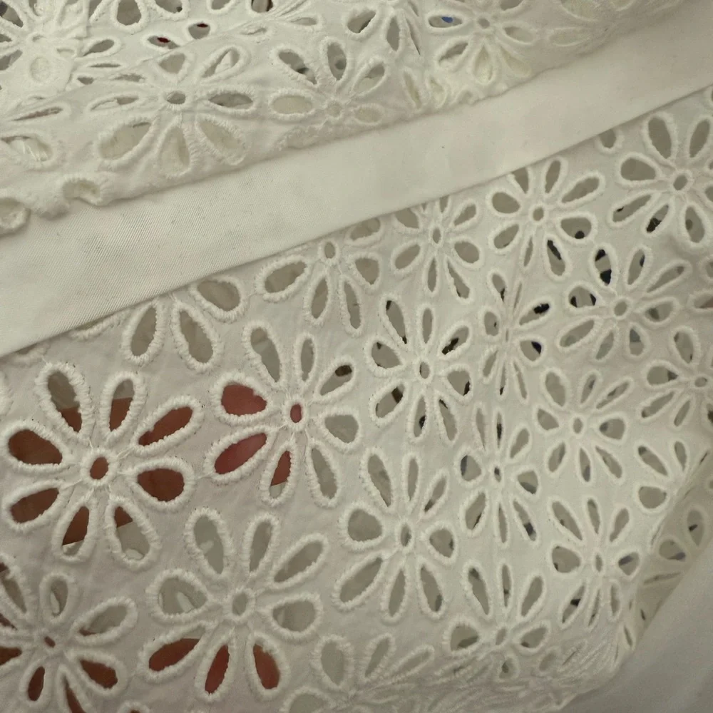 3.1 Phillip Lim White Broderie Anglaise Cotton Puff Sleeve Top Crewneck Xsmall - Picture 5 of 7